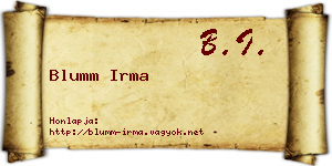 Blumm Irma névjegykártya